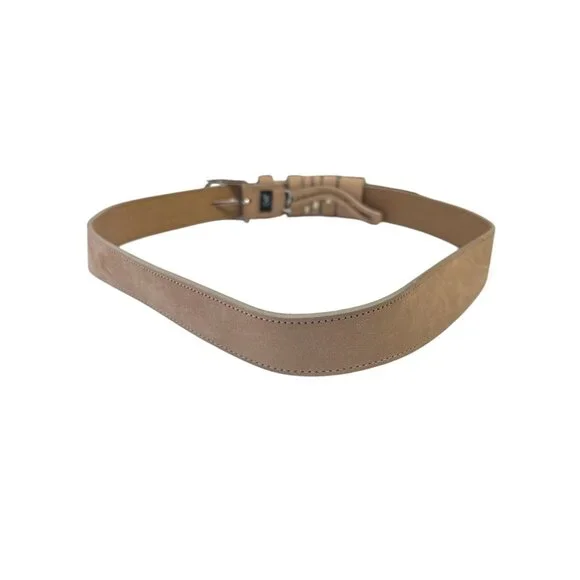 Ōe Tan Leather Belt With Silver Studs & Buckle Accents For Men & Women - Picture 3 of 8